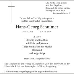 Hans-Georg Schuimer † 5. 12. 2019