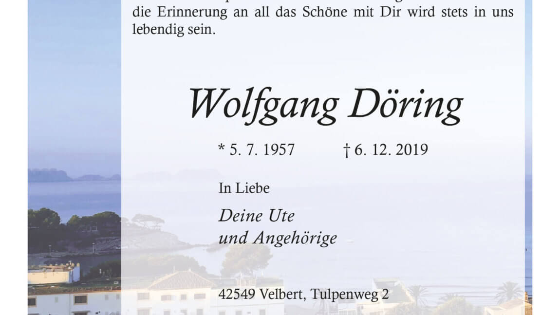 Wolfgang Döring † 6. 12. 2019
