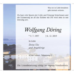 Wolfgang Döring † 6. 12. 2019