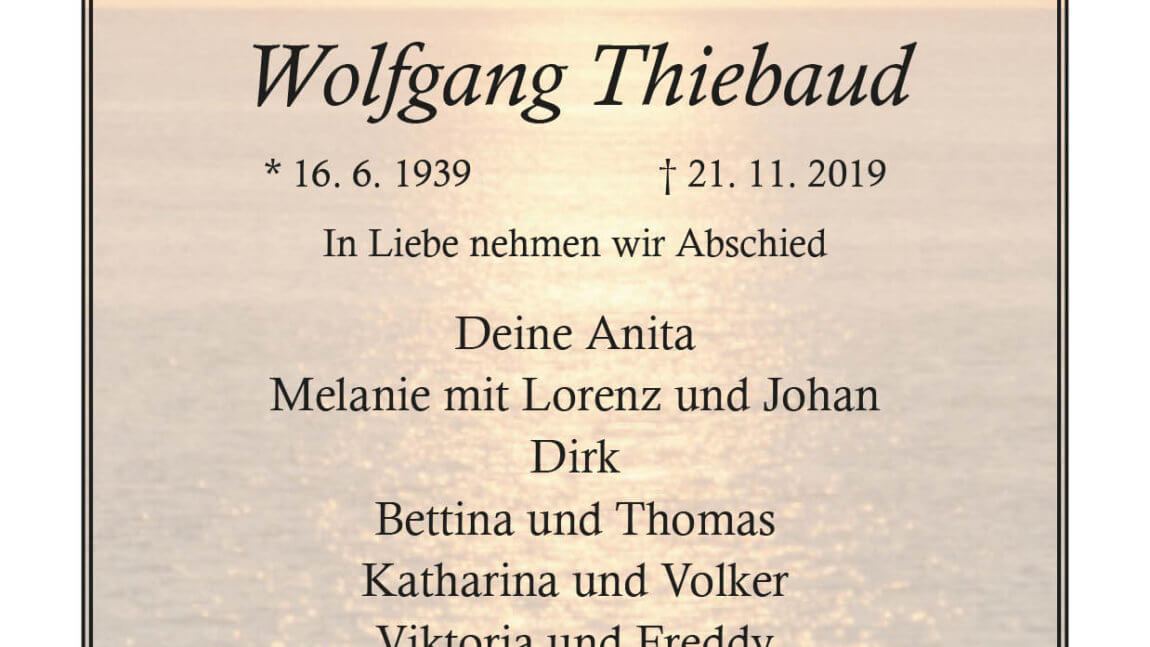 Wolfgang Thiebaud † 21. 11. 2019