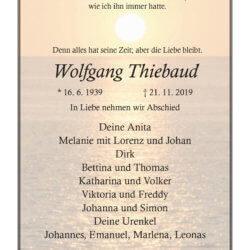 Wolfgang Thiebaud † 21. 11. 2019