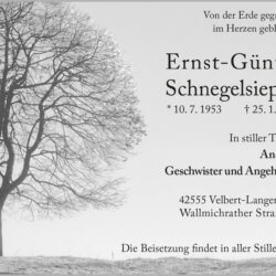Ernst-Günter Schnegelsiepen † 25. 1. 2020