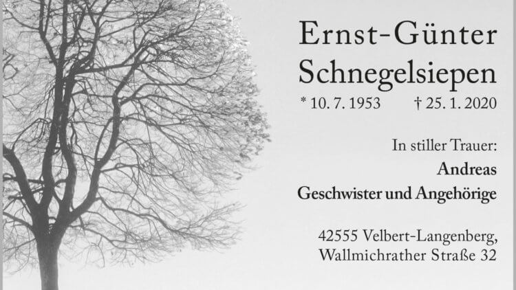 Ernst-Günter Schnegelsiepen † 25. 1. 2020
