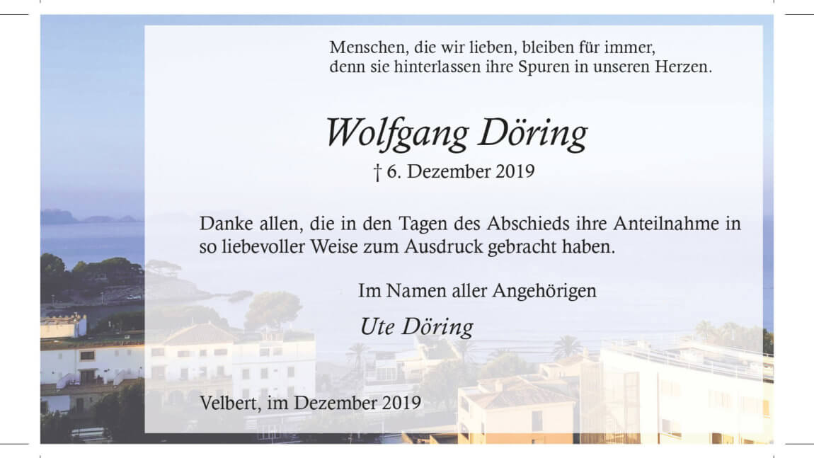 Wolfgang Döring -Danksagung-