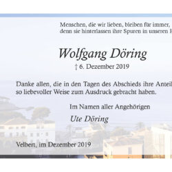 Wolfgang Döring -Danksagung-