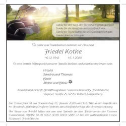 Friedel Kothe † 6. 1. 2020