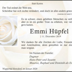 Emmi Hüpfel -Danksagung-
