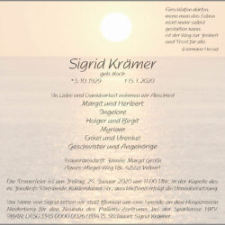 Sigrid Krämer † 15. 1. 2020