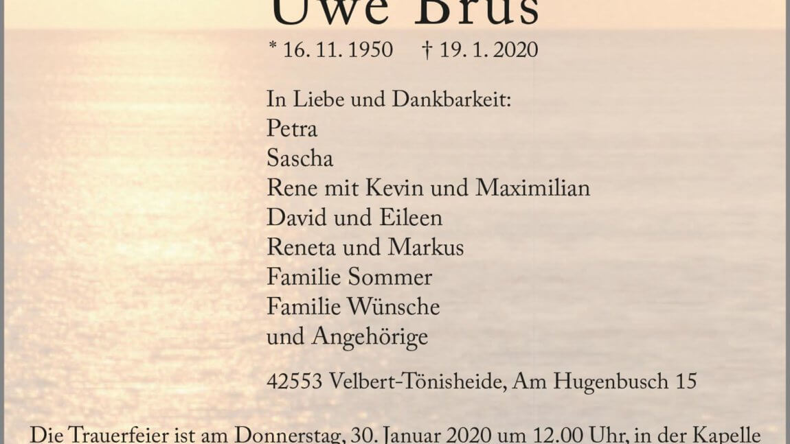 Uwe Brus † 19. 1. 2020