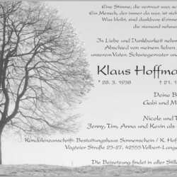 Klaus Hoffmann † 21. 1. 2020