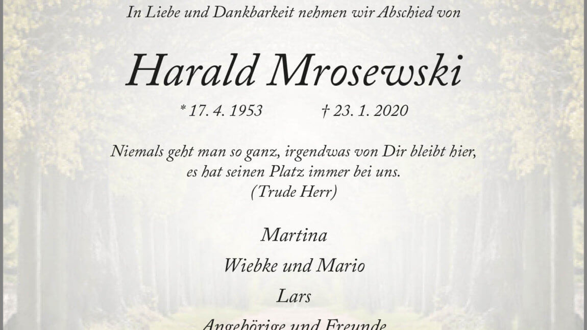 Harald Mrosewski † 23. 1. 2020