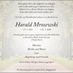 Harald Mrosewski † 23. 1. 2020