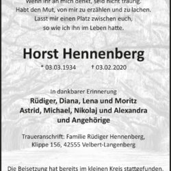 Horst Hennenberg † 3. 2. 2020