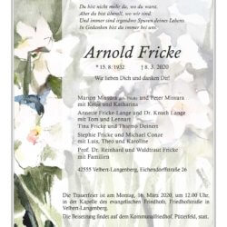 Arnold Fricke † 8. 3. 2020