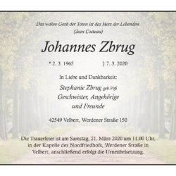 Johannes Zbrug † 7. 3. 2020