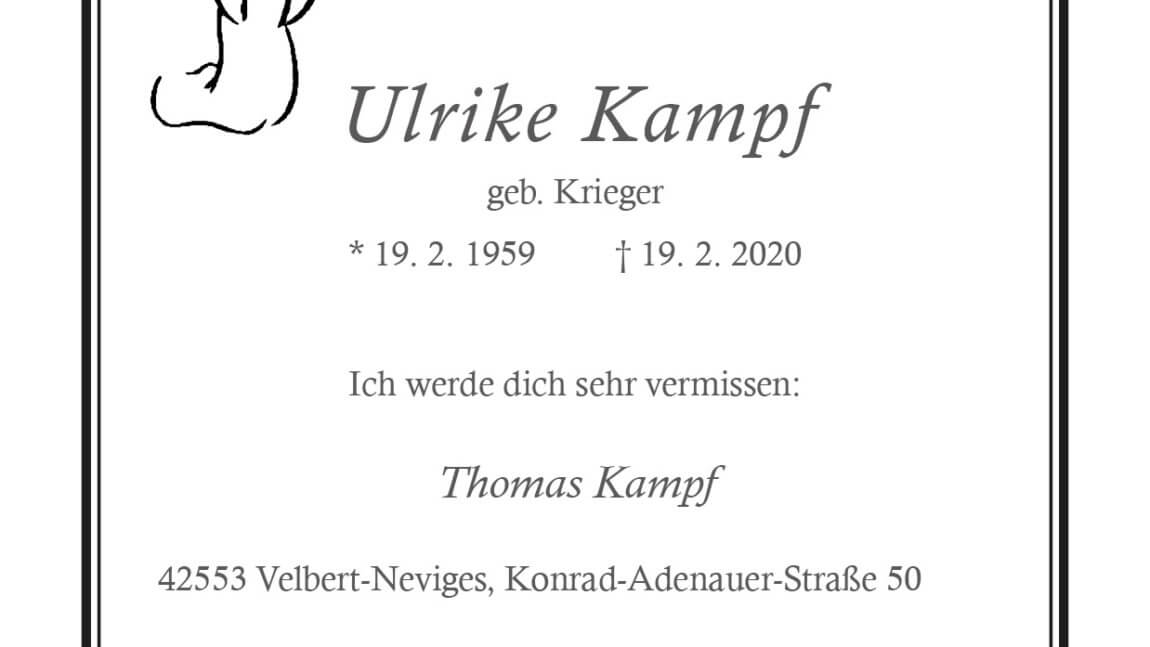 Ulrike Kampf † 19. 2. 2020