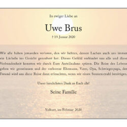 Uwe Brus -Danksagung-