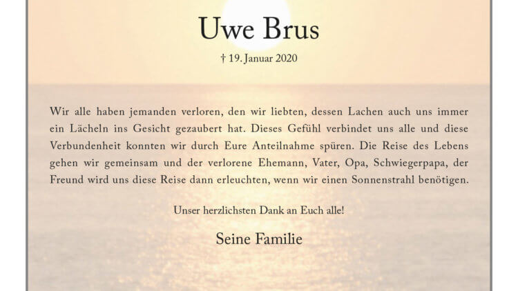 Uwe Brus -Danksagung-