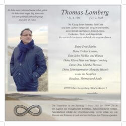 Thomas Lomberg † 21. 2. 2020