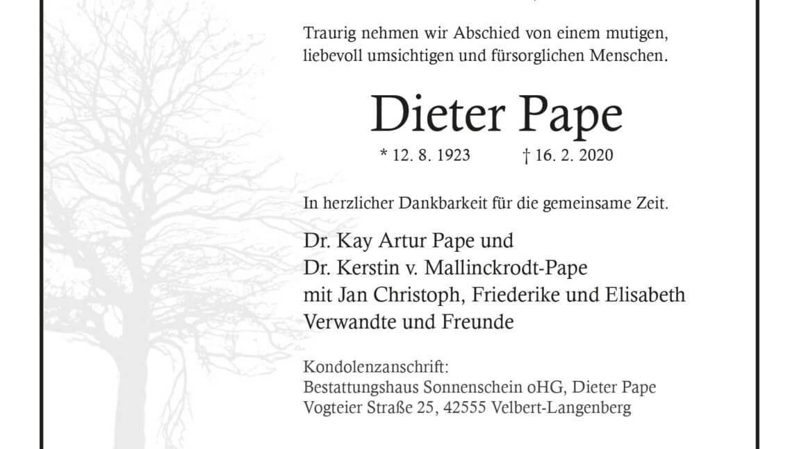 Dieter Papa † 16. 2. 2020