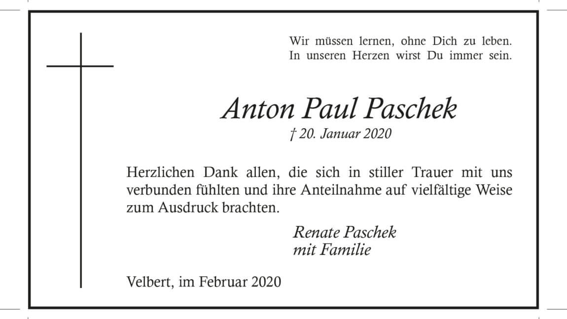Anton Paul Paschek -Danksagung-