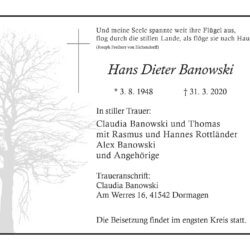 Hans Dieter Banowski † 31. 3. 2020