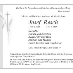 Josef Resch † 25. 3. 2020