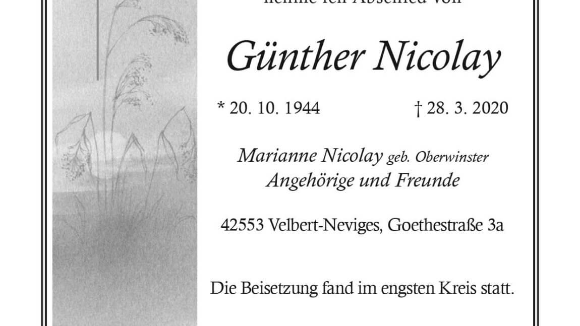 Günther Nicolay † 28. 3. 2020