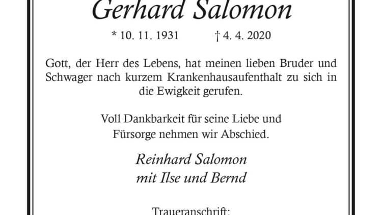 Gerhard Salomon † 4. 4. 2020