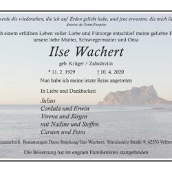 Ilse Wachert † 10. 4. 2020