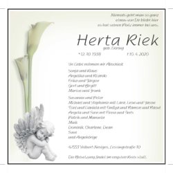 Herta Riek † 10. 4. 2020
