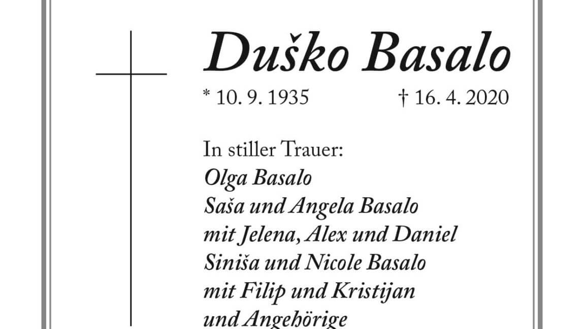Dusko Basalo † 16. 4. 2020