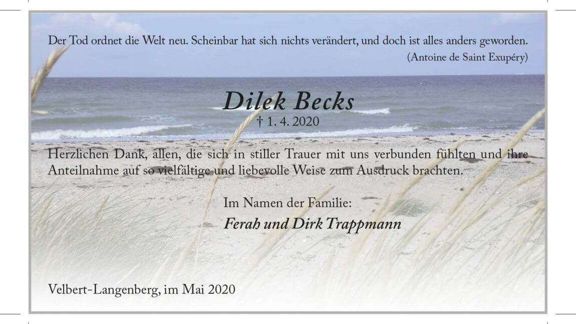Dilek Becks -Danksagung-