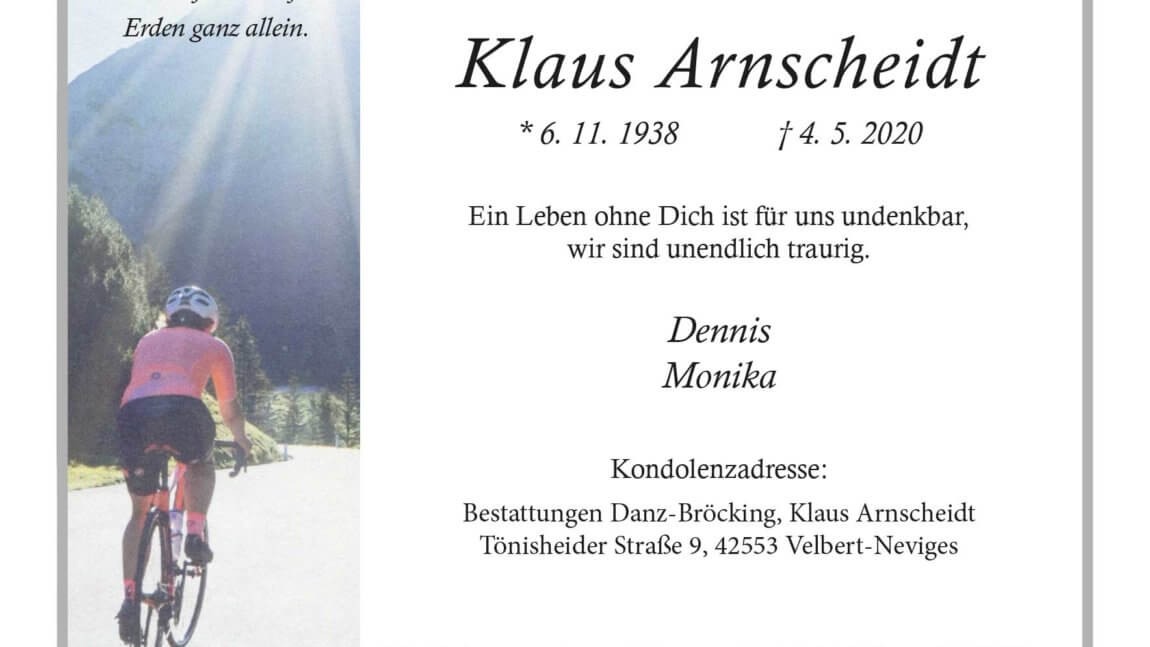 Klaus Anscheint † 4. 5. 2020