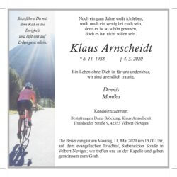 Klaus Anscheint † 4. 5. 2020