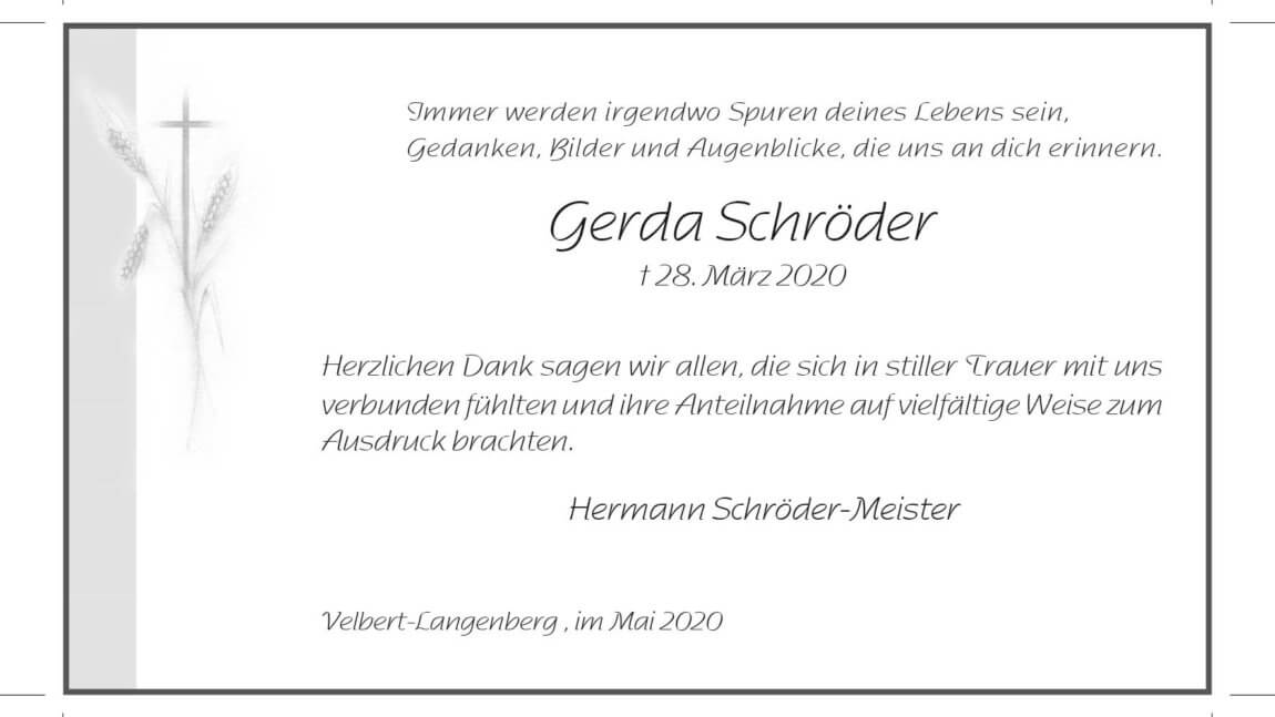Gerda Schröder -Danksagung-