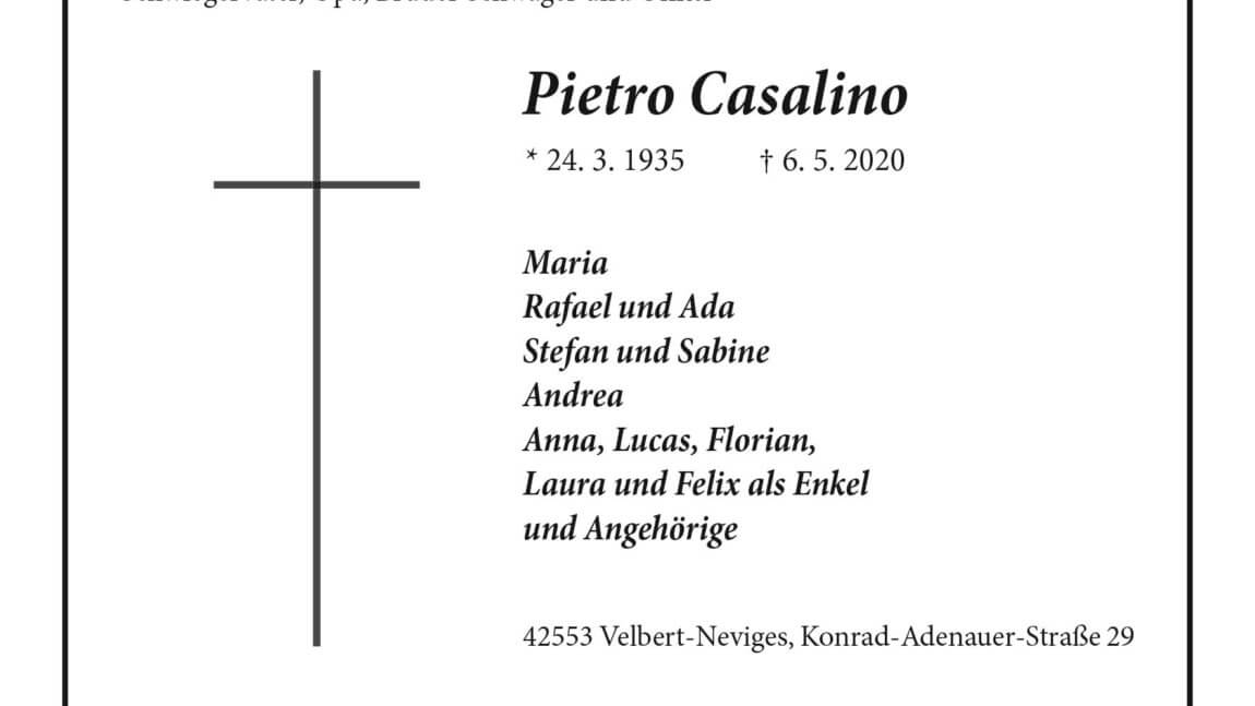 Pietro Casalino † 6. 5. 2020