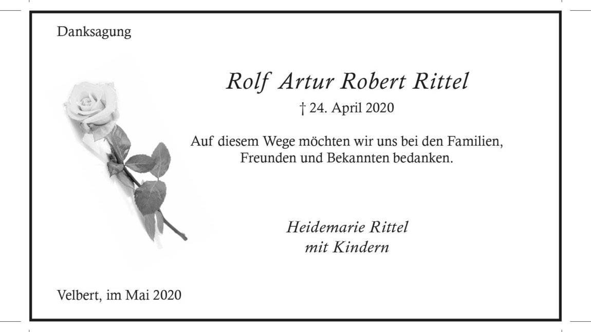 Rolf Artur Robert Rittel -Danksagung-
