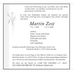 Martin Zost † 13. 5. 2020