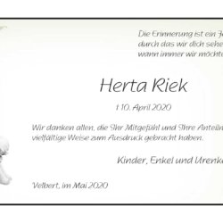 Herta Riek -Danksagung-
