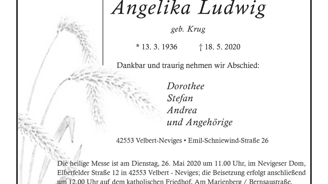 Angelika Ludwig † 18. 5. 2020