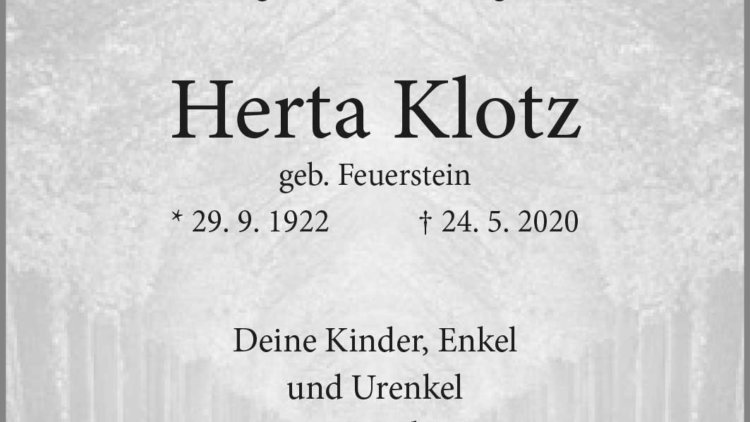 Herta Klotz † 24. 5. 2020