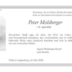Peter Molsberger -Danksagung-