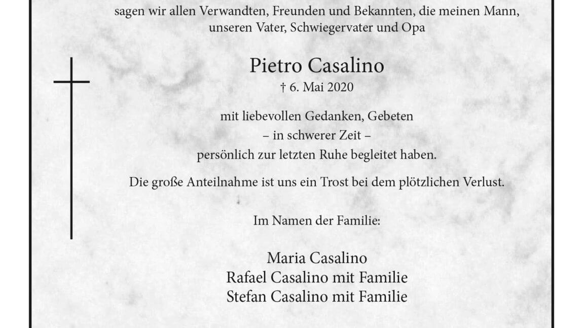 Pietro Casalino -Danksagung-