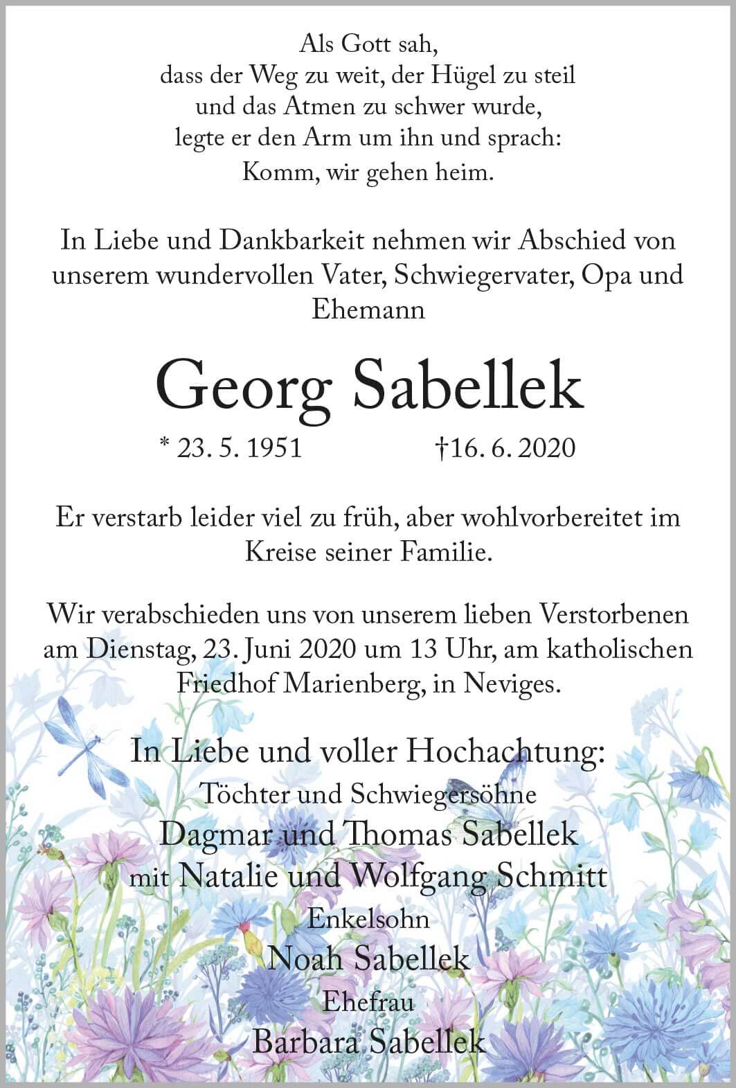 Georg Sabellek † 16. 6. 2020