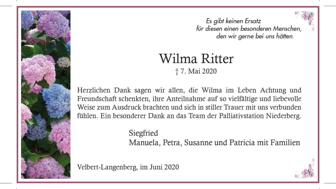 Wilma Ritter -Danksagung-