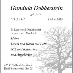 Gundula Dobberstein † 19. 6. 2020