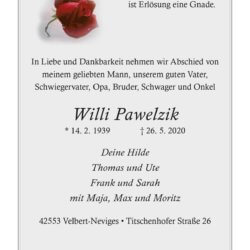 Willi Pawelzik † 26. 5. 2020