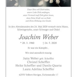 Joachim Weber † 24. 5. 2020