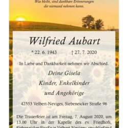 Wilfried Aubart † 27. 7. 2020